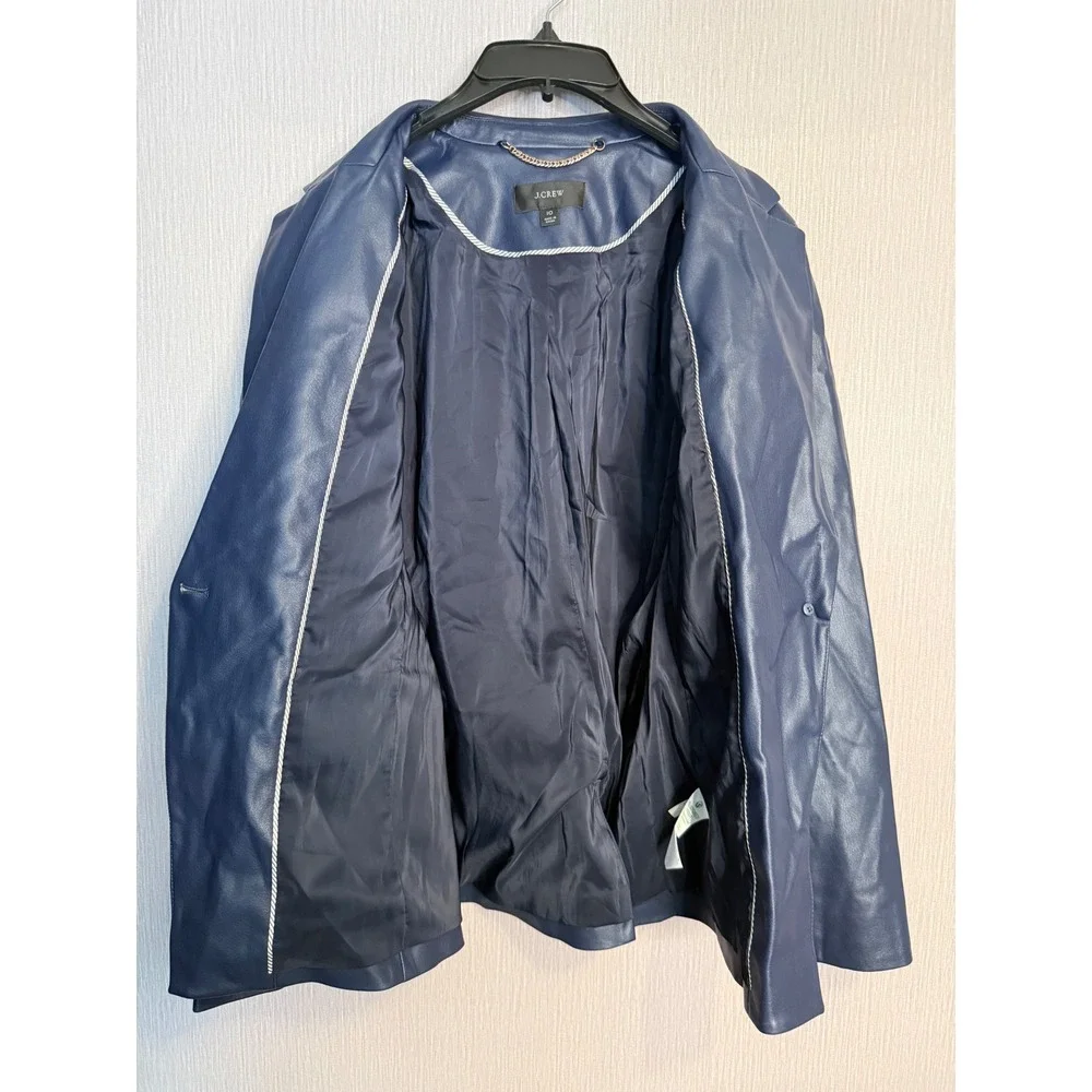 J. Crew | Limited Edition Cutaway Blazer Blue Faux Leather Blazer Jacket 10